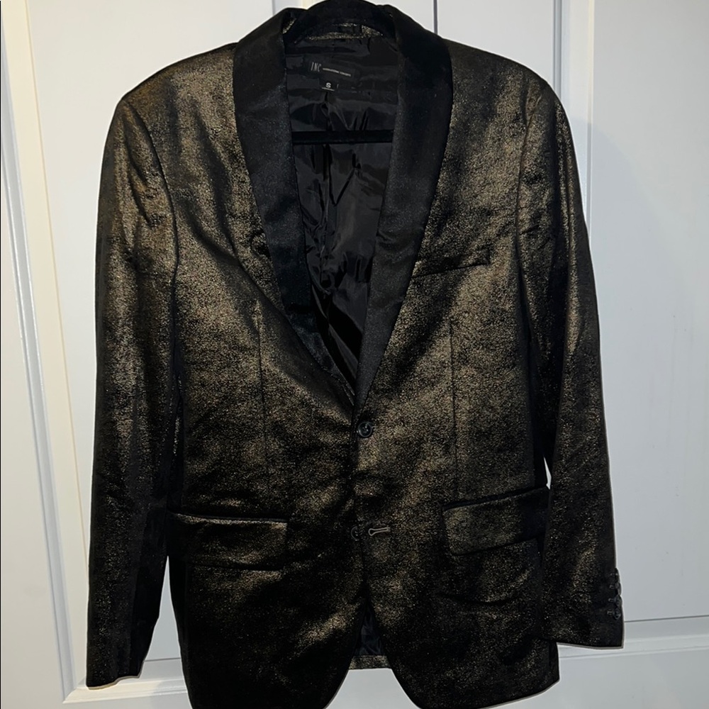 INC International Concepts Black and Gold Sport Coat with Metallic Sheen